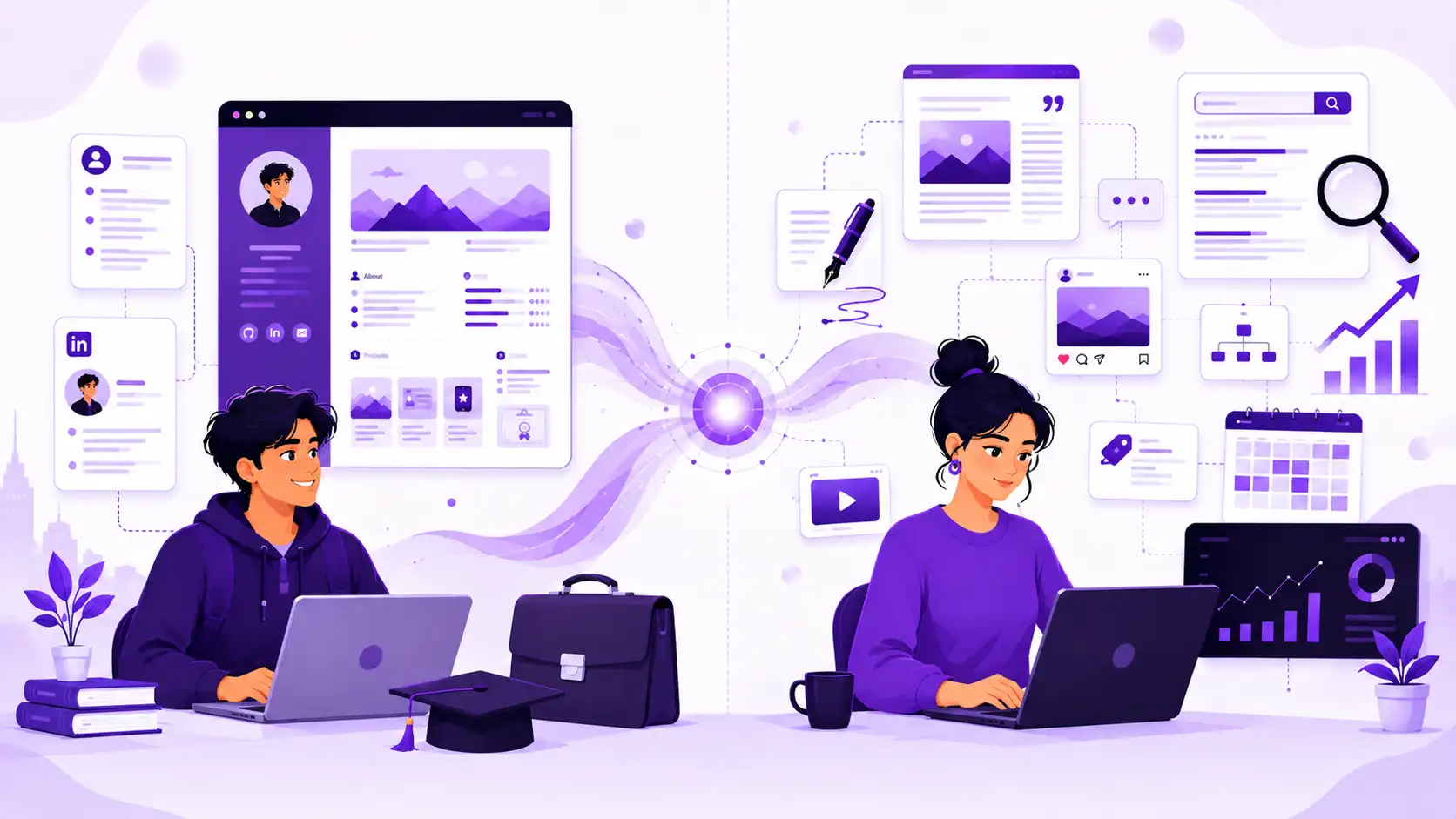 Content writing and digital marketing illustration