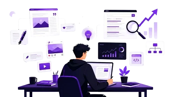 Portfolio building illustration for students and job seekers